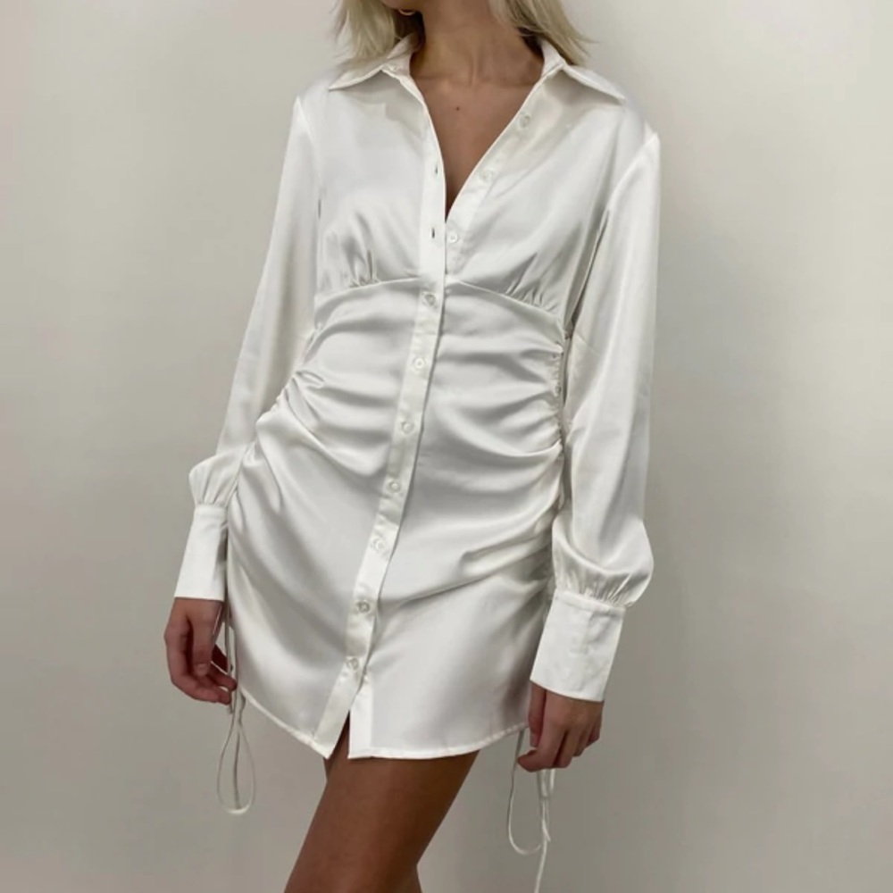Satin Button Up Dress